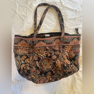 Vera Bradley Kensington Paisley Large Tote Bag quilted brown weekend overnight